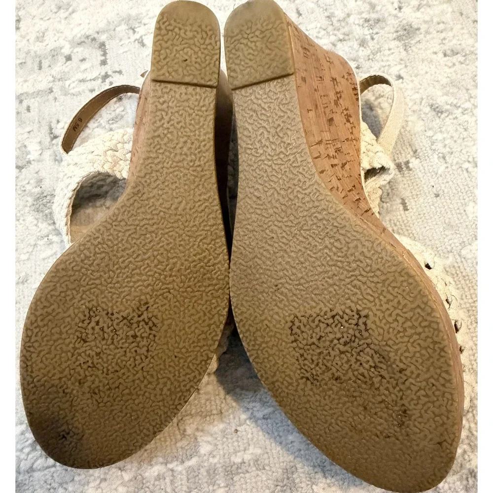 Cream Woven Cork Wedge Sandals Slingback 6.5 Altar'd State